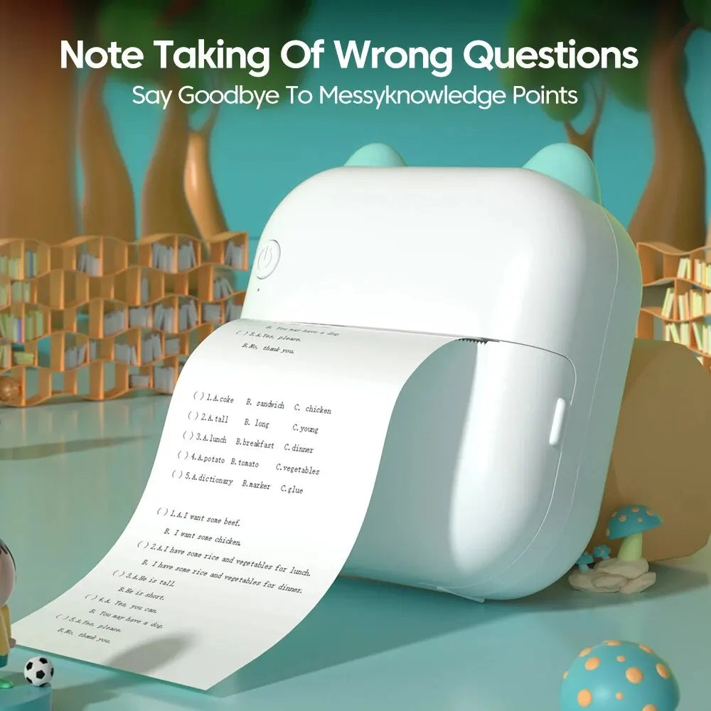 Mini Portable Thermal Printer - Wireless Photo and Label Printer for Kids