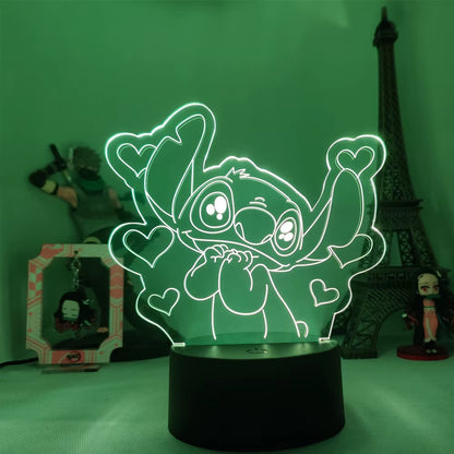 Lilo & Stitch 3D LED Night Light - 16 Colors Touch Control Lamp