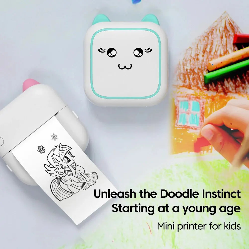 Mini Portable Thermal Printer - Wireless Photo and Label Printer for Kids