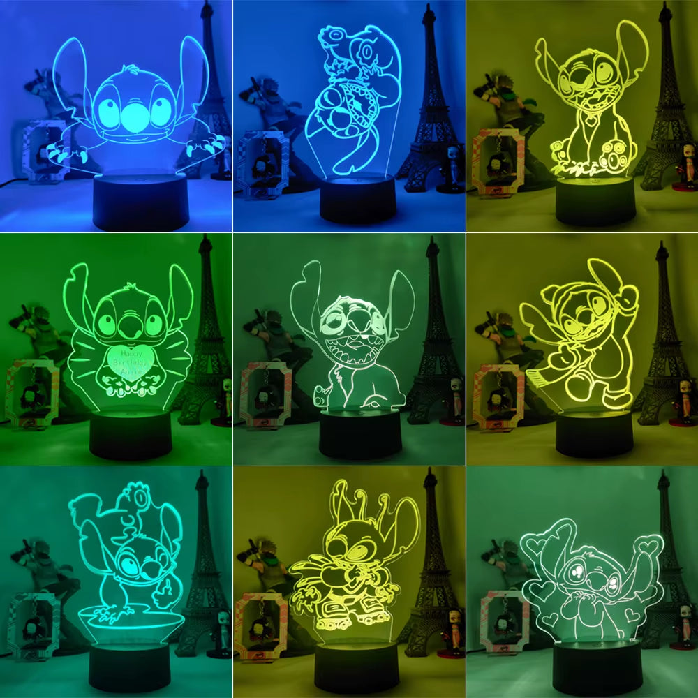 Lilo & Stitch 3D LED Night Light - 16 Colors Touch Control Lamp