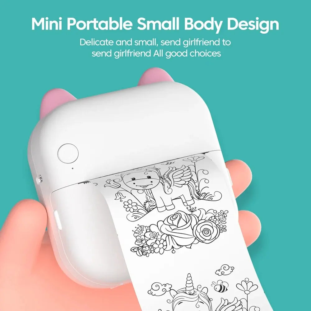 Mini Portable Thermal Printer - Wireless Photo and Label Printer for Kids